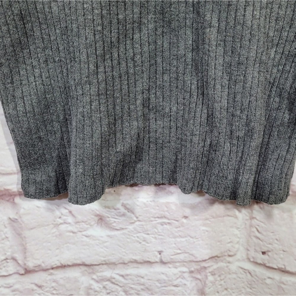 Zara Gray Rib Knit Ruffle Trim Turtleneck Sweater - Picture 5 of 10